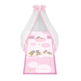 Set 6 Parts + Cot Bumper Standart + Canopy Net - Hippo Pink