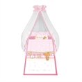 Set 6 Parts + Cot Bumper Standart + Canopy Net - Teddy Bear Pink