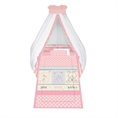 Set 6 Parts + Cot Bumper Standart + Canopy Net - Pink Friends