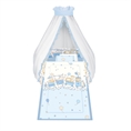 Set 6 Parts + Cot Bumper Standart + Canopy Net - Blue Happy Train