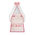 Set 6 Parts + Cot Bumper Standart + Canopy Net - Sleepy Hat Pink