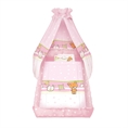 Set 6 Parts + Cot Bumper Big + Canopy Fabric - Teddy Bear Pink