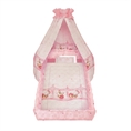Set 6 Parts + Cot Bumper Big + Canopy Fabric - Sleepy Hat Pink