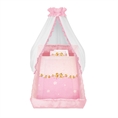 Set 6 Parts + Cot Bumper Big + Canopy Net - Bees Pink