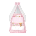 Set 6 Parts + Cot Bumper Big + Canopy Net - Teddy Bear Pink