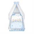 Set 6 Parts + Cot Bumper Big + Canopy Net - Blue Happy Train