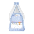 Set 6 Parts + Cot Bumper Big + Canopy Net - Teddy Bear Blue