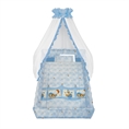 Set 6 Parts + Cot Bumper Big + Canopy Net - Sleepy Hat Blue