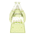 Set 6 Parts + Cot Bumper Standart + Canopy Fabric - Green Happy Train