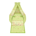 Set 6 Parts + Cot Bumper Standart + Canopy Fabric - Bunnies Green