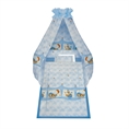 Set 6 Parts + Cot Bumper Standart + Canopy Fabric - Sleepy Hat Blue
